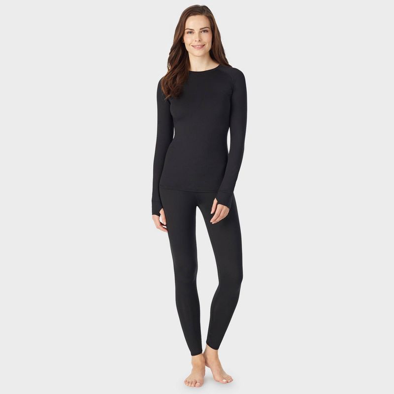 slide 3 of 8, Warm Essentials by Cuddl Duds Women's Active Thermal Crewneck Top - Black L, 1 ct