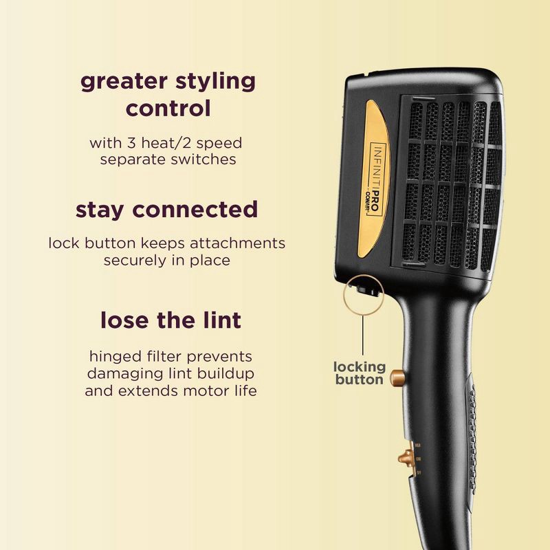 slide 6 of 15, Conair 3-in-1 Styling Hair Dryer - Gold - 1875 watts, 1 ct