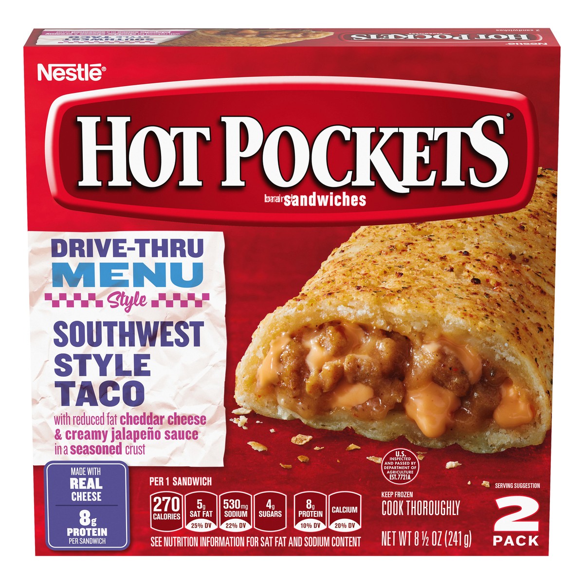 slide 13 of 13, Hot Pockets Frozen Snacks Southwest Style Taco Seasoned Crust Frozen Sandwiches, 8.5 oz