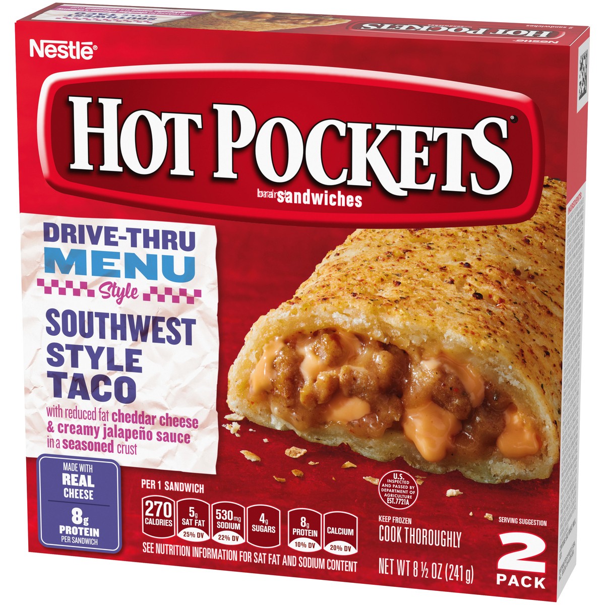 slide 8 of 13, Hot Pockets Frozen Snacks Southwest Style Taco Seasoned Crust Frozen Sandwiches, 8.5 oz