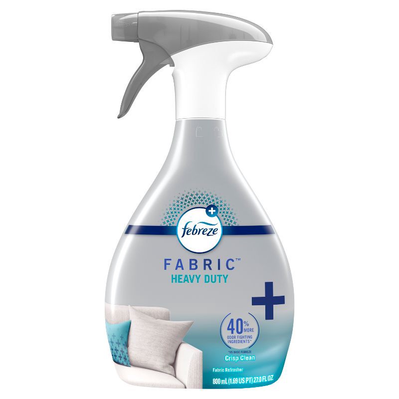 slide 10 of 13, Febreze Heavy Duty Odor-Fighting Fabric Refresher - Crisp Clean - 27 fl oz, 27 fl oz