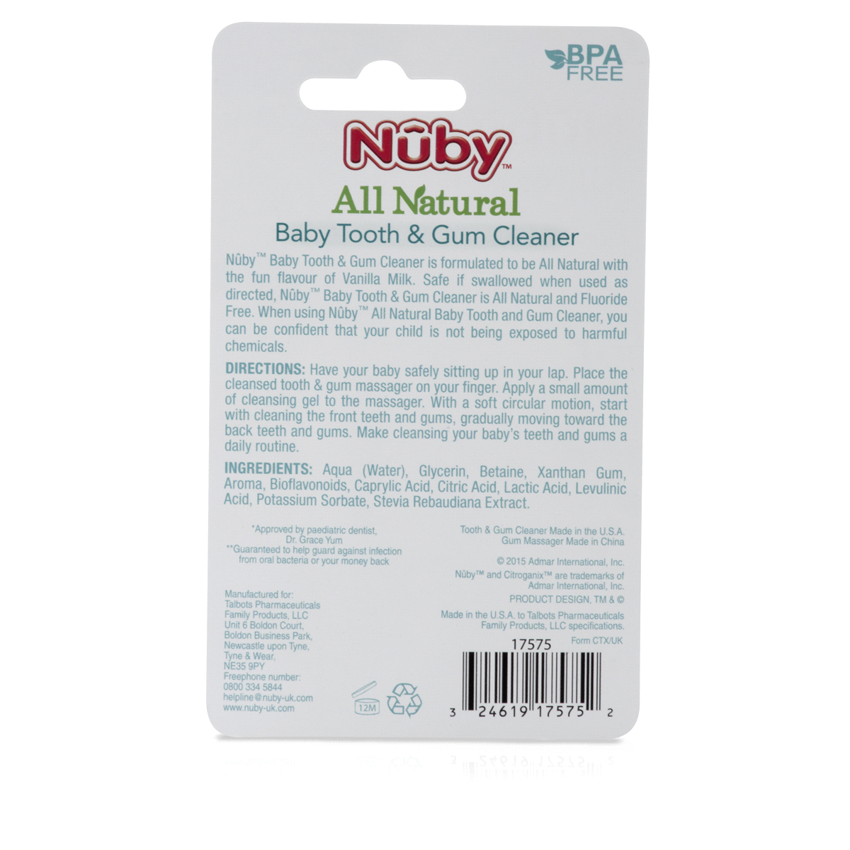 slide 4 of 4, Nuby All Natural Baby Tooth & Gum Cleaner with Oral Massager, 0.75 oz