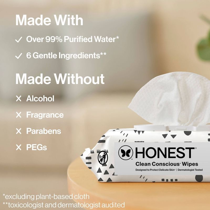 slide 3 of 15, The Honest Company Plant-Based Baby Wipes made with over 99% Water - Pattern Play - 576ct, 576 ct