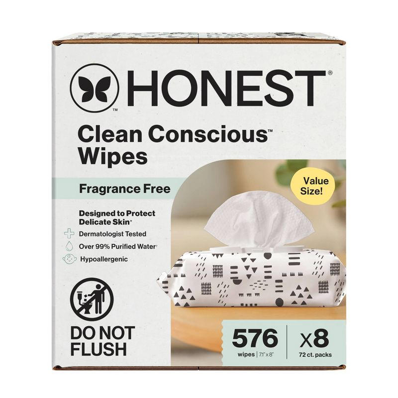 slide 13 of 15, The Honest Company Plant-Based Baby Wipes made with over 99% Water - Pattern Play - 576ct, 576 ct