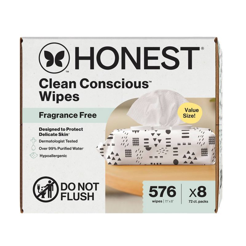 slide 14 of 15, The Honest Company Plant-Based Baby Wipes made with over 99% Water - Pattern Play - 576ct, 576 ct