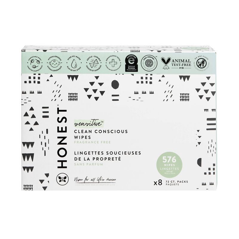 slide 1 of 6, The Honest Company Plant-Based Baby Wipes made with over 99% Water - Pattern Play - 576ct, 576 ct