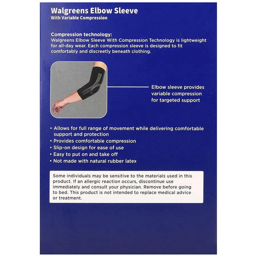 slide 2 of 5, Walgreens Elbow Sleeve with Variable Compression + Moderate Support Large-XLarge, 1 ct