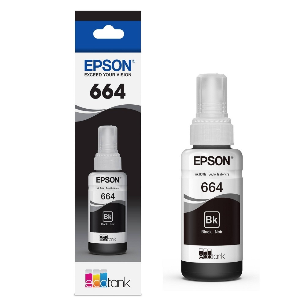 slide 4 of 6, Epson Ecotank 664 Single Ink Bottle - Black (EPST664120), 1 ct