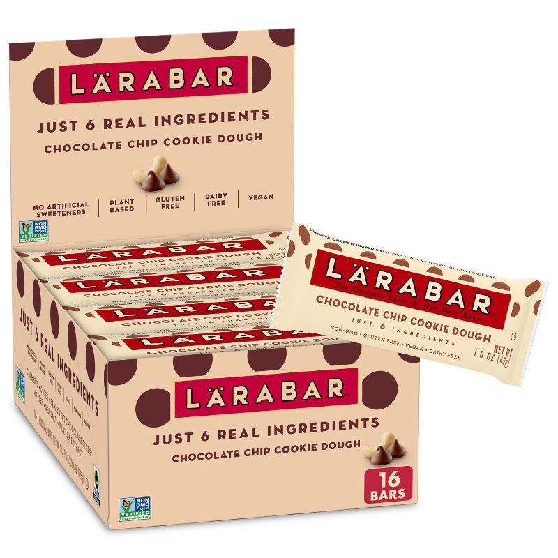 slide 1 of 6, Larabar Chocolate Chip Cookie Dough Fruit & Nut Bar - 1.6oz, 1.6 oz