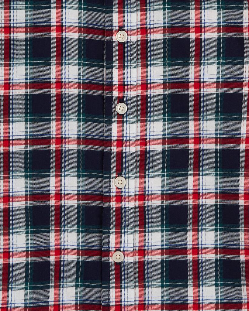 slide 2 of 3, Oshkosh Kid Plaid Button-Front Shirt Red, Blue 10, 1 ct