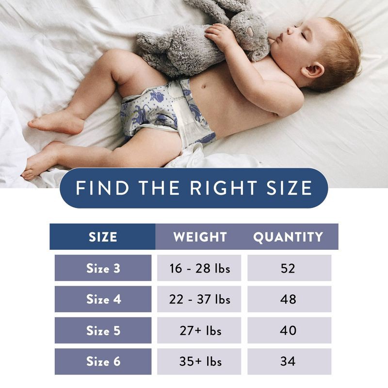 slide 5 of 8, The Honest Company Clean Conscious Disposable Overnight Diapers Cozy Cloud + Star Signs - Size 3 - 52ct, 3 x 52 ct