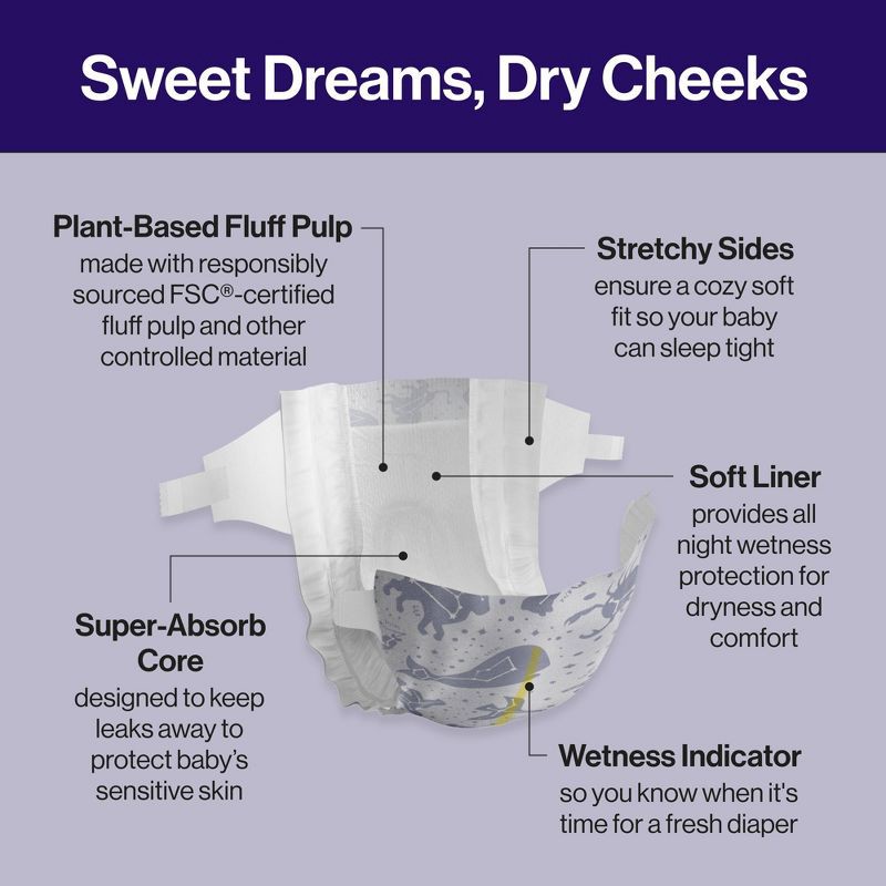 slide 4 of 9, The Honest Company Clean Conscious Disposable Overnighers Cozy Cloud + Star Signs - Size 4 - 48ct, 4 x 48 ct