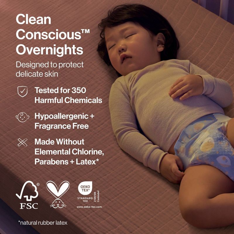slide 2 of 10, The Honest Company Clean Conscious Disposable Overnight Diapers Cozy Cloud + Star Signs - Size 6 - 34ct, 6 x 34 ct