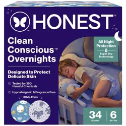 The Honest Company Clean Conscious Overnight Diapers Cozy Cloud + Star Signs - Size 6 - 34ct