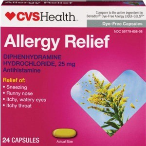 slide 1 of 1, CVS Health Allergy Diphenhydramine Hydrochloride Liquid Gelcaps, 24 ct