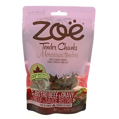 slide 1 of 1, Zoe Tender Chunks Beef and Gravy Dog Treats, 5.3 oz