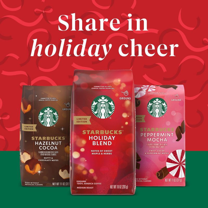 slide 6 of 9, Starbucks Peppermint Mocha Flavored Light Roast Ground Coffee - 11oz, 11 oz