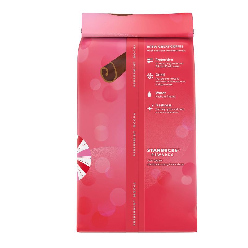 slide 7 of 9, Starbucks Peppermint Mocha Flavored Light Roast Ground Coffee - 11oz, 11 oz