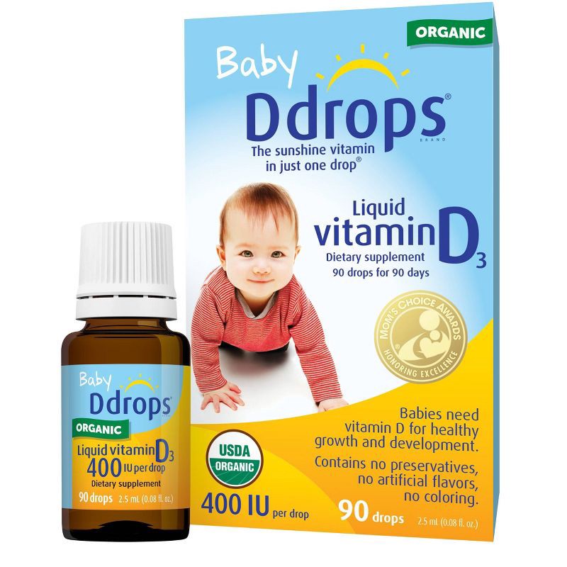 slide 1 of 12, Ddrops Baby Vitamin D 400 IU Organic Liquid Drops - 0.08 fl oz, 0.08 fl oz