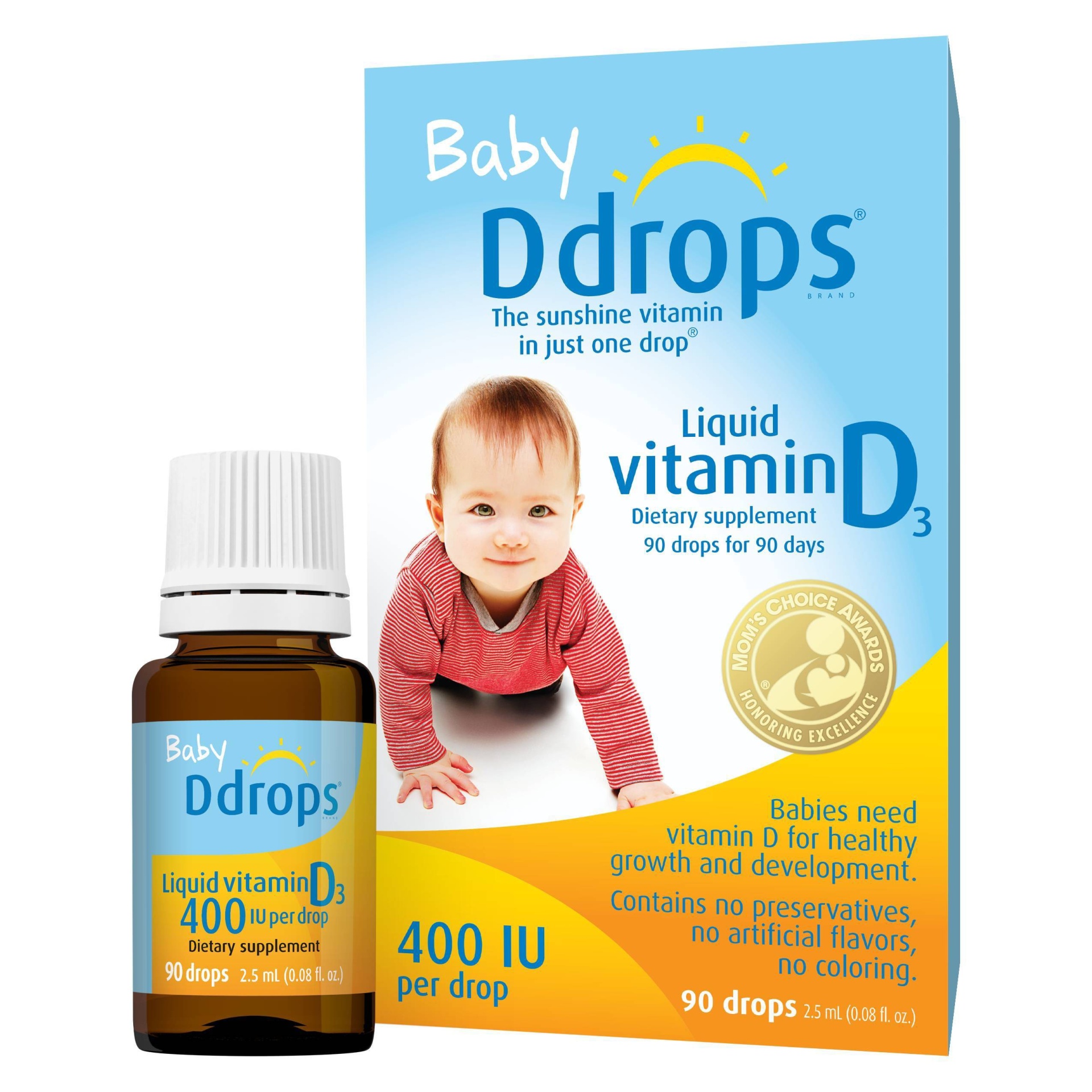 slide 1 of 7, Ddrops Baby Vitamin D 400 IU Liquid Drops - 0.08 fl oz, 0.08 fl oz