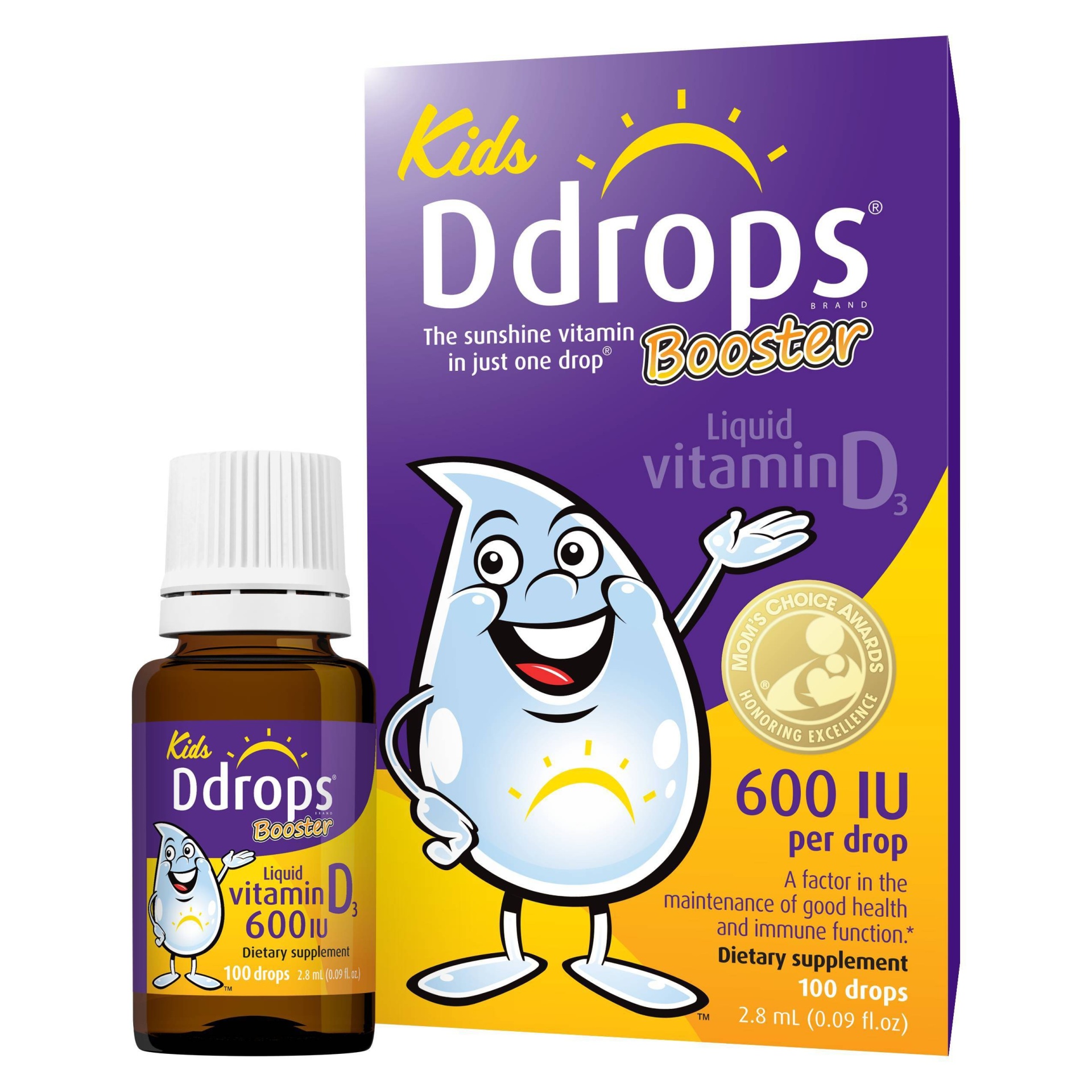 slide 1 of 8, Ddrops Booster Kids Vitamin D Liquid Drops 600 IU - 0.09 fl oz, 0.09 fl oz
