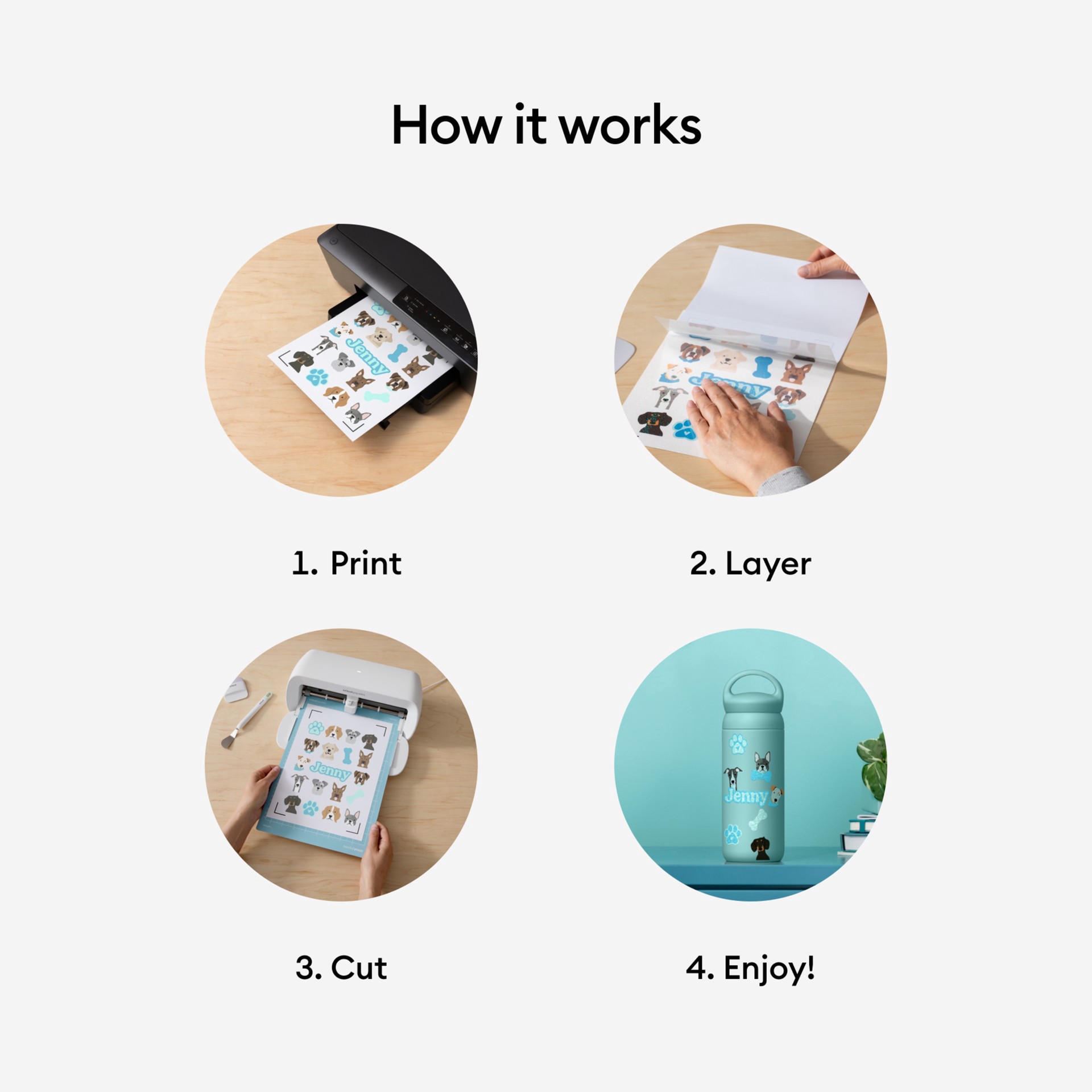 slide 4 of 8, Cricut Printable Clear Us Letter Waterproof Holographic Sticker Set, 5ct., 5 ct