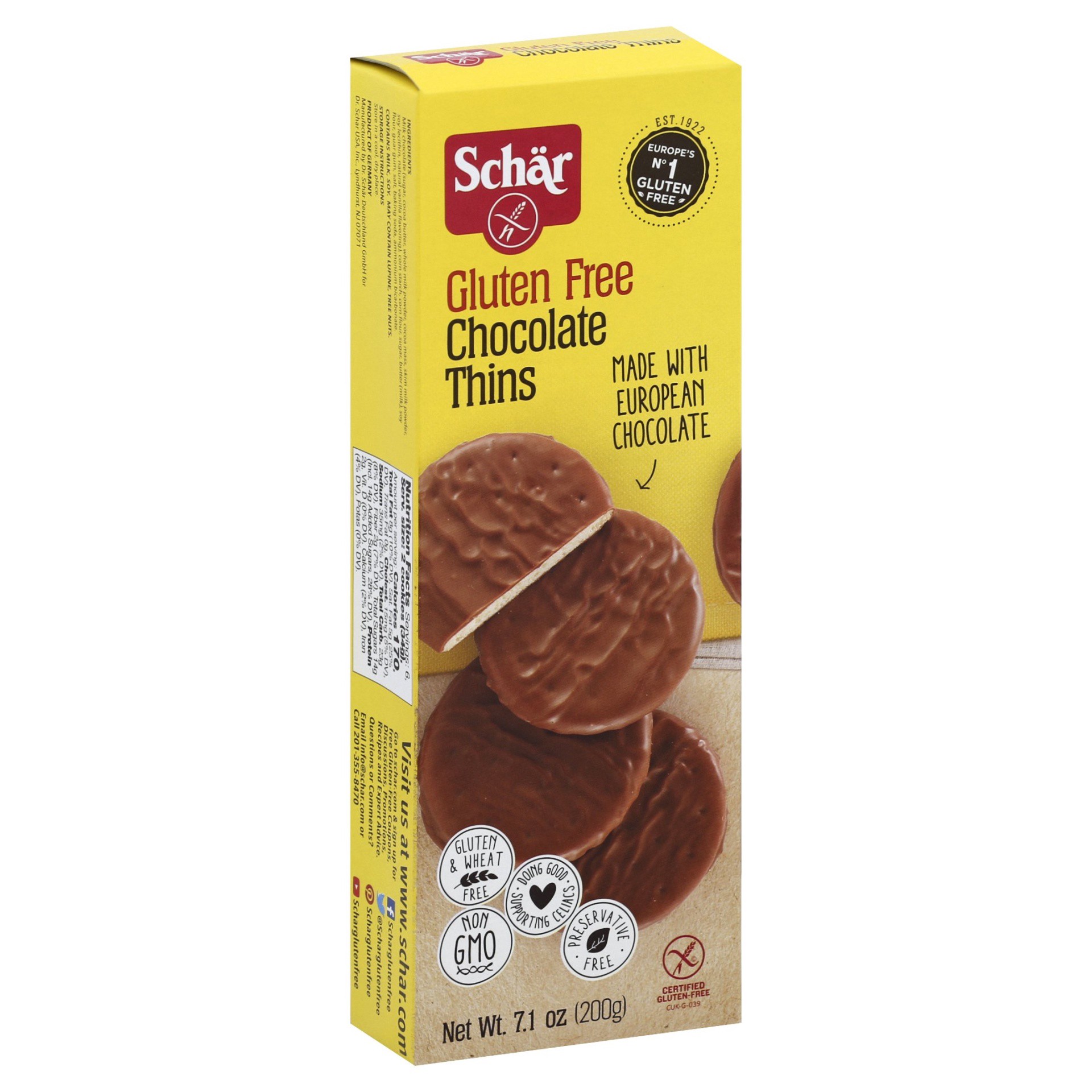 slide 1 of 6, Schär Gluten-Free Chocolate Thins 7.1 oz, 7.1 oz