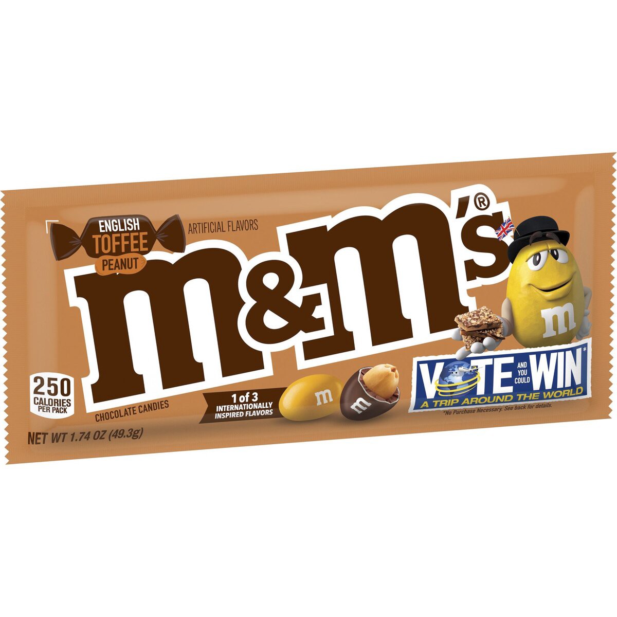 slide 8 of 8, M&M'S English Toffee Peanut Chocolate Candy Flavor Vote, 3.27 oz., 1.74 oz