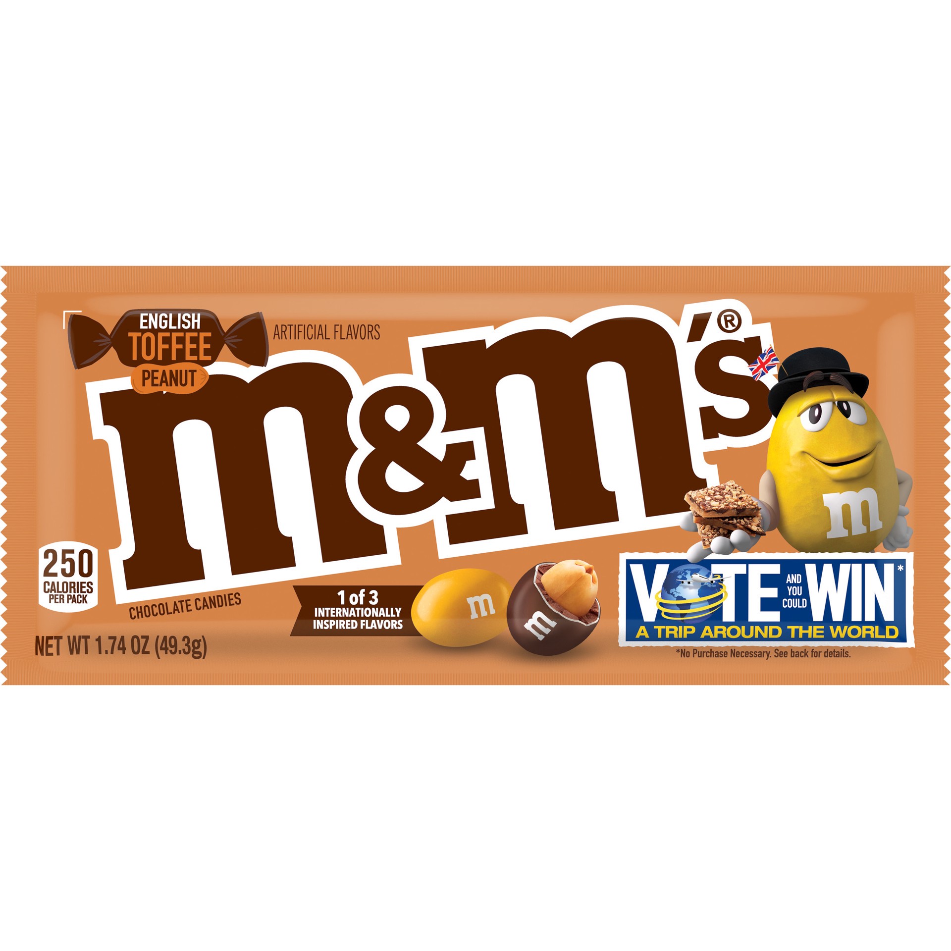 slide 1 of 8, M&M'S English Toffee Peanut Chocolate Candy Flavor Vote, 3.27 oz., 1.74 oz