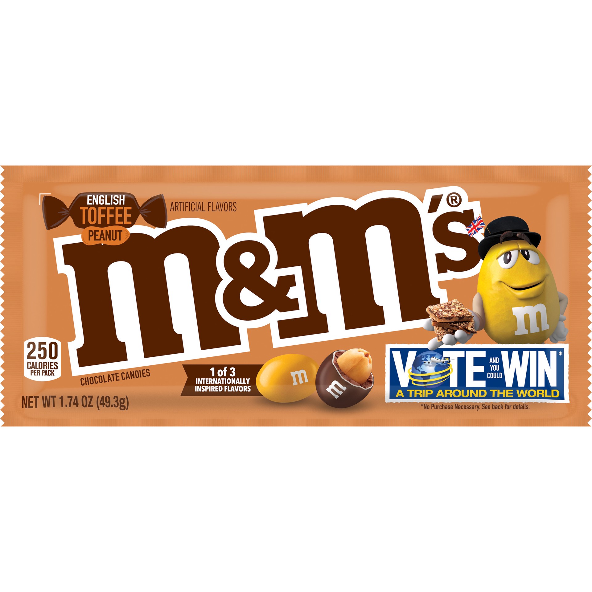 slide 1 of 8, M&M's English Toffee Peanut Chocolate Candy Flavor Vote, 3.27 oz., 1.74 oz