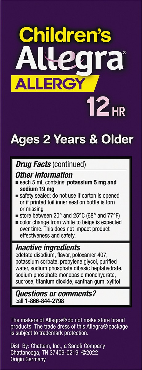 slide 2 of 11, Allegra Children's 30 mg 12 HR Oral Suspension 4 oz. - Grape, 4 oz