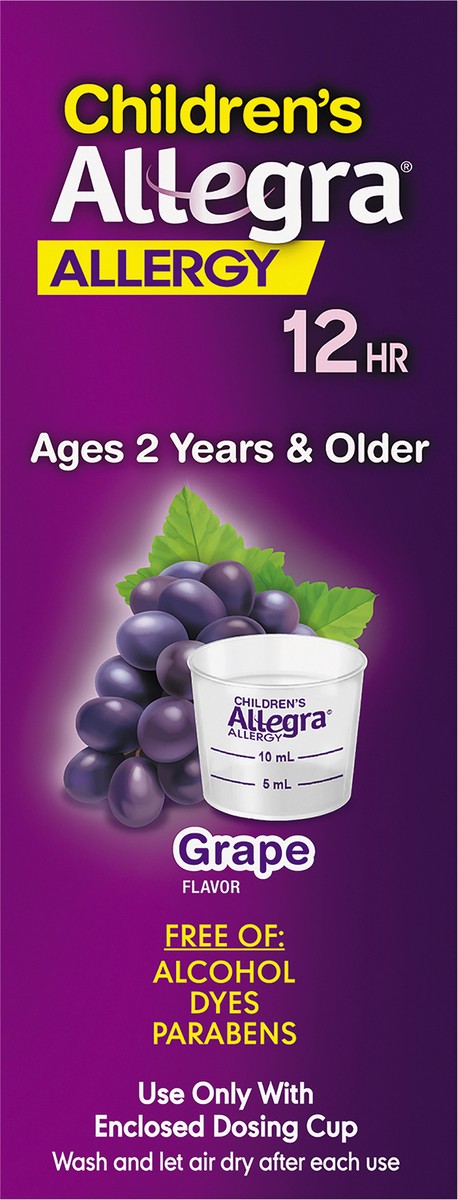 slide 9 of 11, Allegra Children's 30 mg 12 HR Oral Suspension 4 oz. - Grape, 4 oz