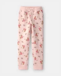 Oshkosh Girls Floral Drawstring Knit Joggers - Pink - Size 5