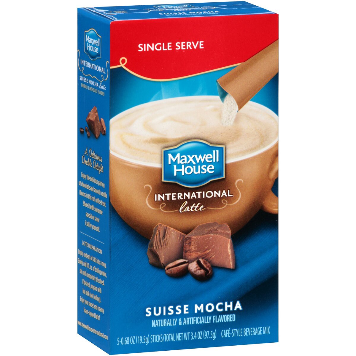 slide 2 of 5, Maxwell House International Suisse Mocha Latte Coffee, 5 ct; 0.68 oz