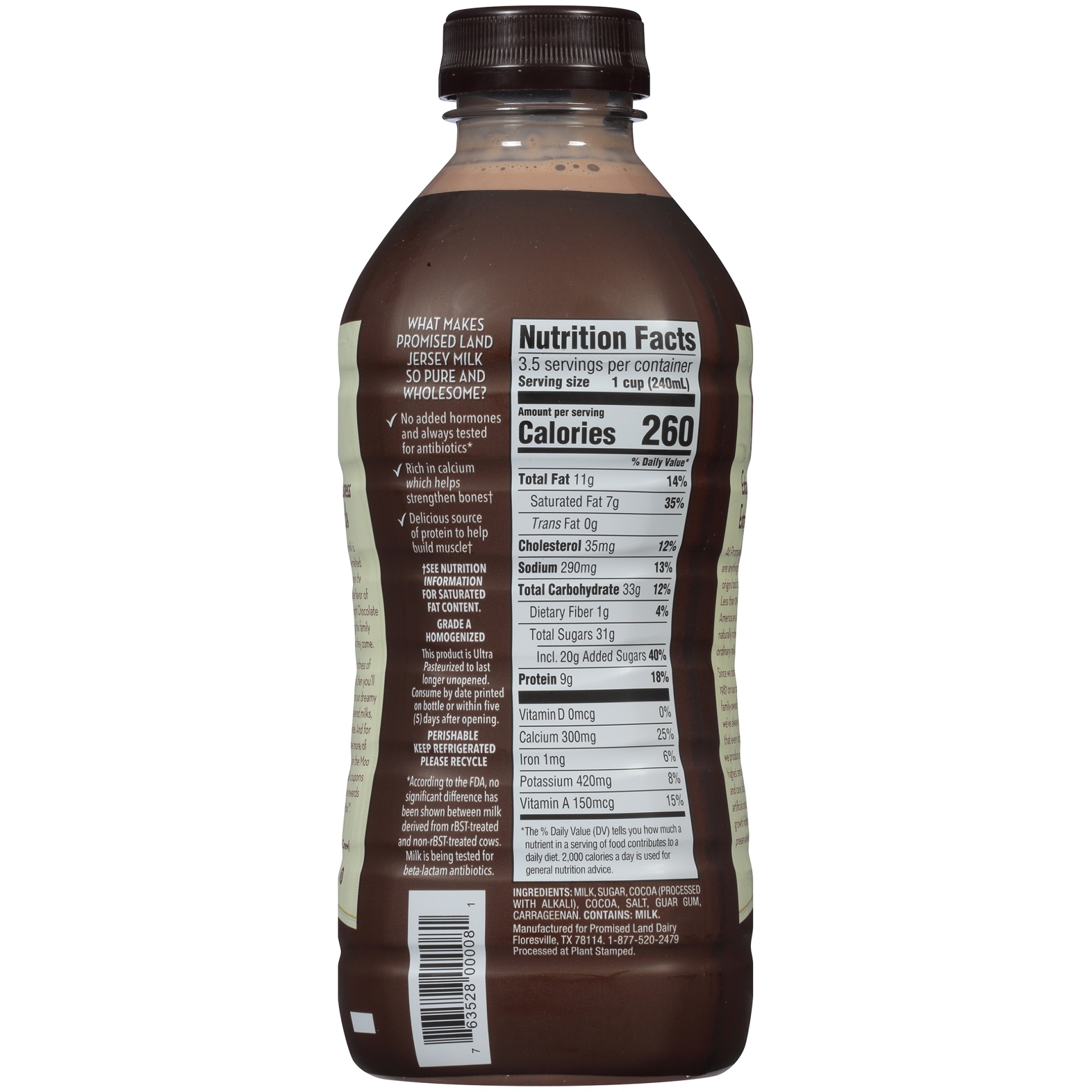 slide 2 of 7, Promised Land Dairy Midnight Chocolate Ultrapasteurized Whole Milk, 28 fl oz