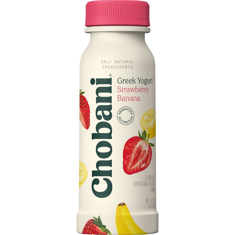 slide 1 of 4, Chobani Strawberry Banana Greek Style Yogurt Drink - 7 fl oz, 7 fl oz