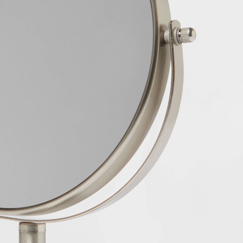 slide 3 of 3, Bathroom Mirror Brushed Nickel - Threshold™: Round, Nickel-Plated, Freestanding, No Assembly Required, 1 ct