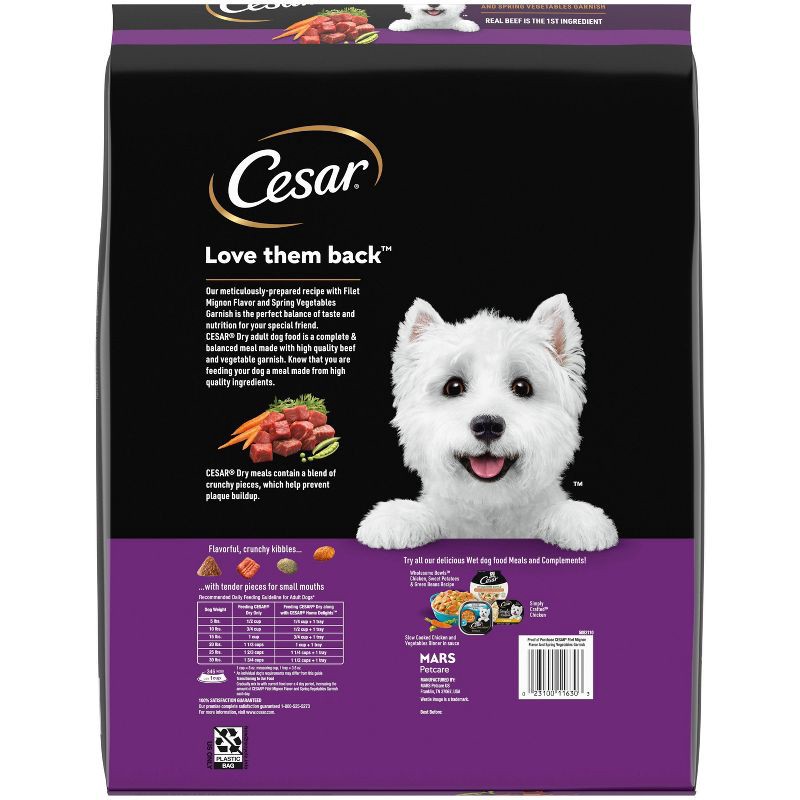 slide 2 of 12, Cesar Filet Mignon Beef Steak Flavor with Spring Vegetables Garnish Adult Dry Dog Food - 12lbs, 12 lb