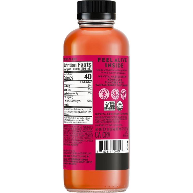 slide 5 of 5, KeVita Organic Tart Cherry Master Brew Kombucha - 15.2 fl oz, 15.2 fl oz