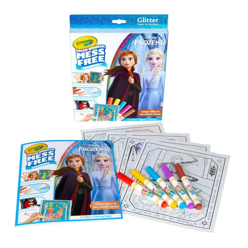 slide 3 of 5, Crayola Color Wonder Glitter Coloring Kit - Disney Frozen 2: Mess Free Coloring Book for Creative Thinking & Shapes, 1 ct