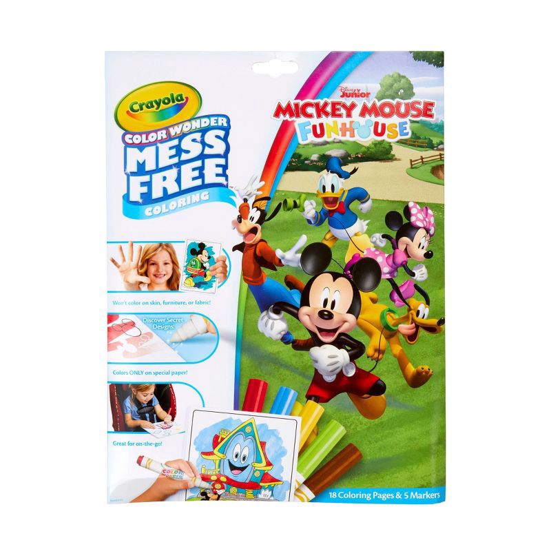 slide 1 of 9, Crayola Color Wonder Mickey Mouse Roadster Racer Coloring Pages Set: Mess Free Disney Junior Sheets, 18 Pages, Ages 3+, 1 ct