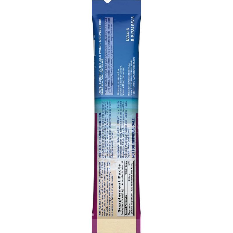 slide 12 of 12, Natural Calm Vitality Anti-Stress Vegan Magnesium Supplement Powder Packets - Raspberry Lemon - 12.96oz/30pk, 12.96 oz, 30 ct