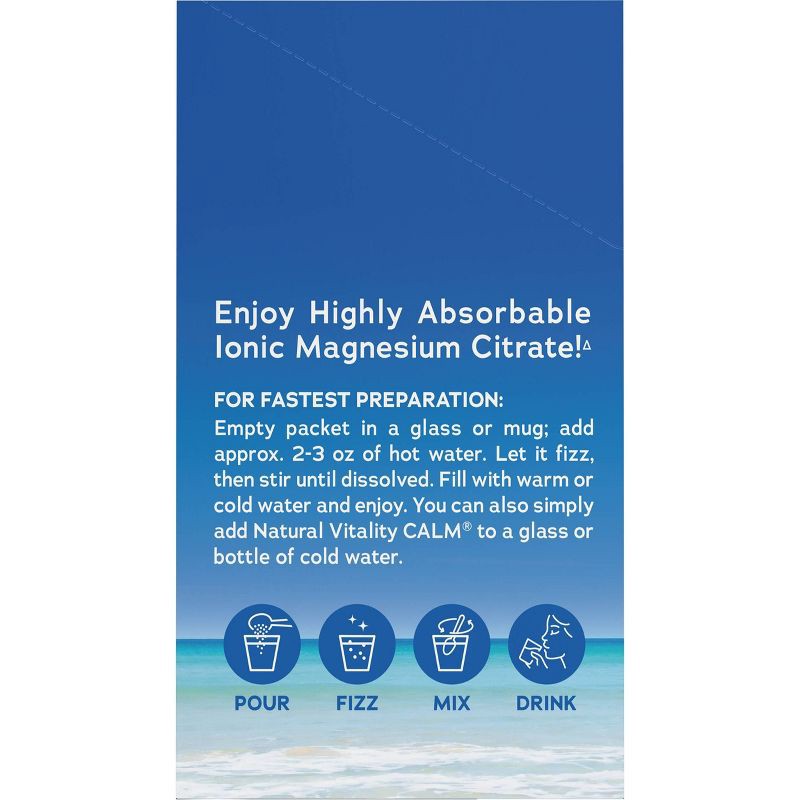 slide 8 of 12, Natural Calm Vitality Anti-Stress Vegan Magnesium Supplement Powder Packets - Raspberry Lemon - 12.96oz/30pk, 12.96 oz, 30 ct