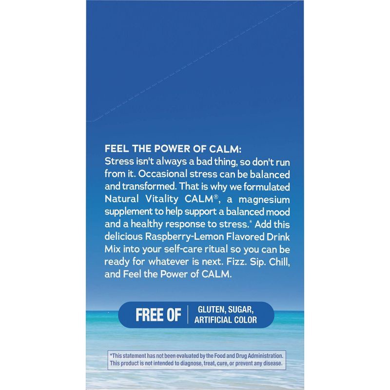 slide 9 of 12, Natural Calm Vitality Anti-Stress Vegan Magnesium Supplement Powder Packets - Raspberry Lemon - 12.96oz/30pk, 12.96 oz, 30 ct