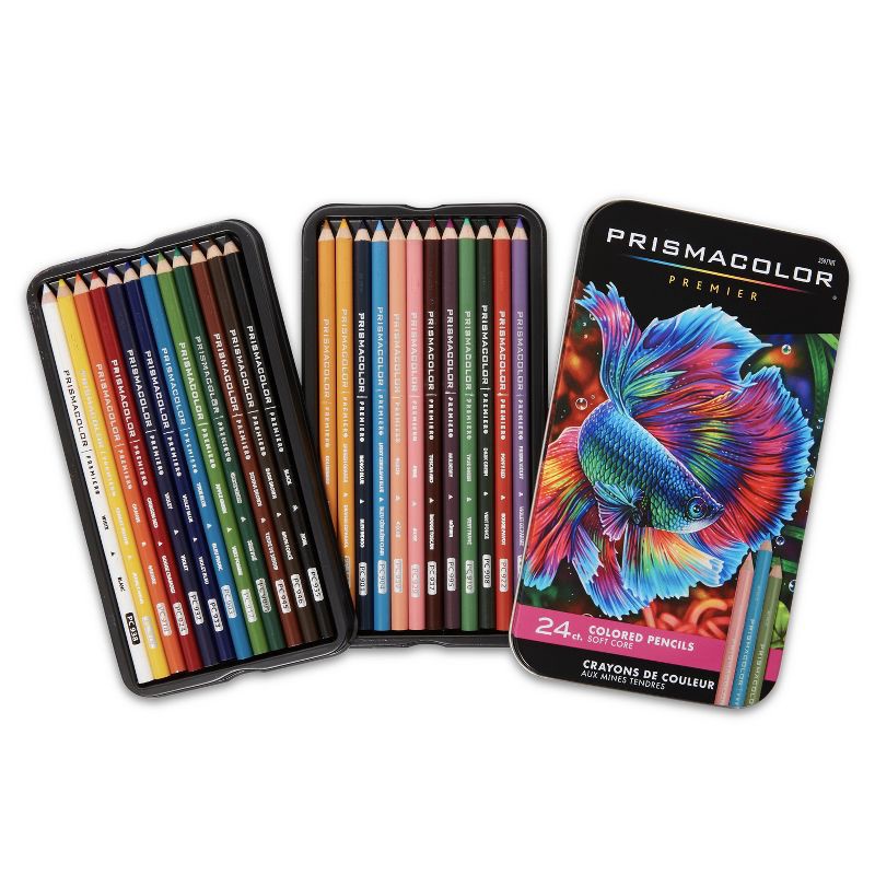 slide 1 of 10, Prismacolor Premier 24pk Colored Pencils: Multicolor Art & Sketching Set, Presharpened, 0.7mm, Ages 6+, 24 ct