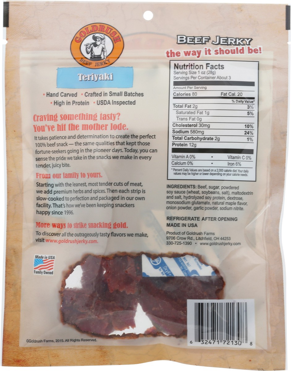 slide 2 of 13, Goldrush Teriyaki Beef Jerky 2.85 oz, 2.85 oz
