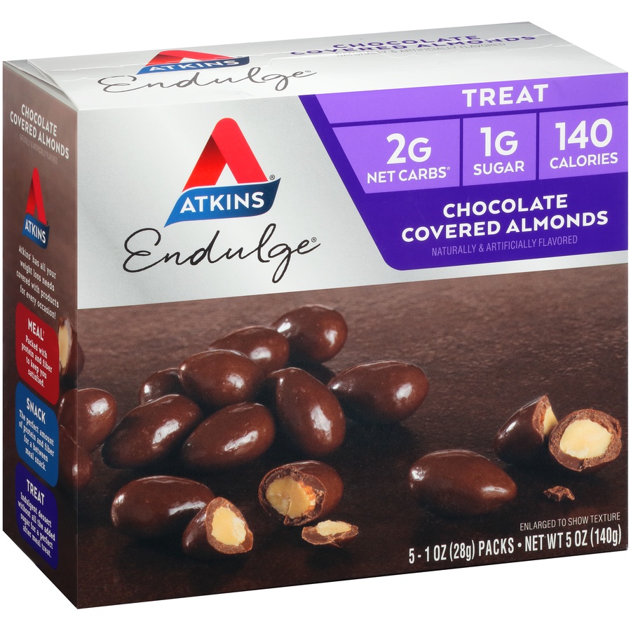 slide 2 of 8, Atkins Endulge Treat Chocolate Covered Almonds, 5 ct; 1 oz
