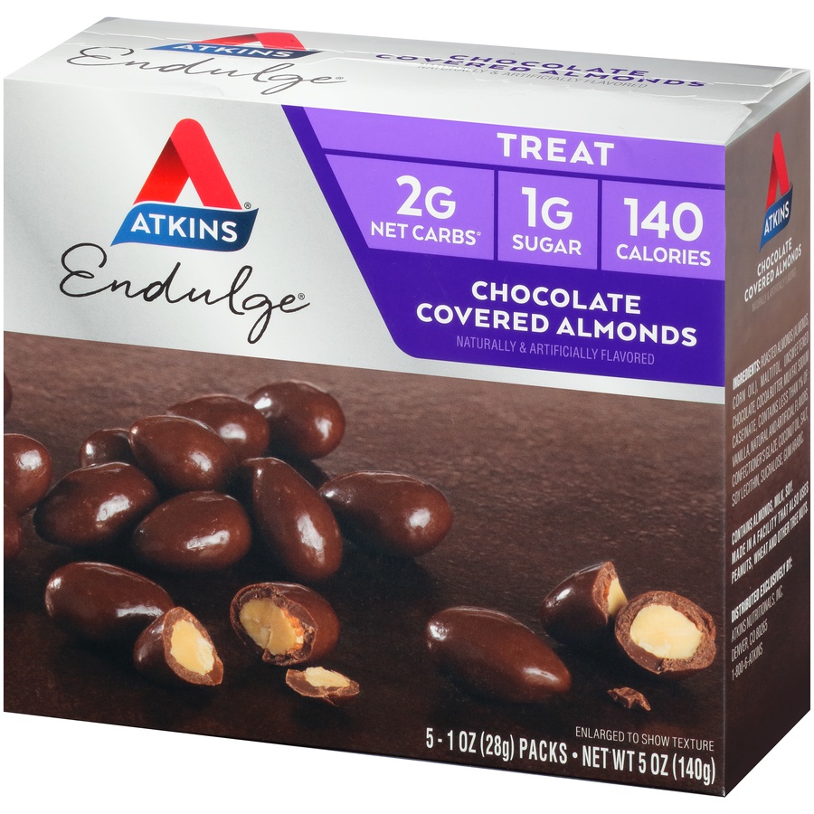 slide 3 of 8, Atkins Endulge Treat Chocolate Covered Almonds, 5 ct; 1 oz