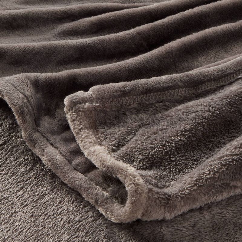 slide 3 of 3, Full/Queen Microplush Bed Blanket Hot Coffee - Threshold™: Cozy Polyester, Machine Washable, No Fill, 1 ct