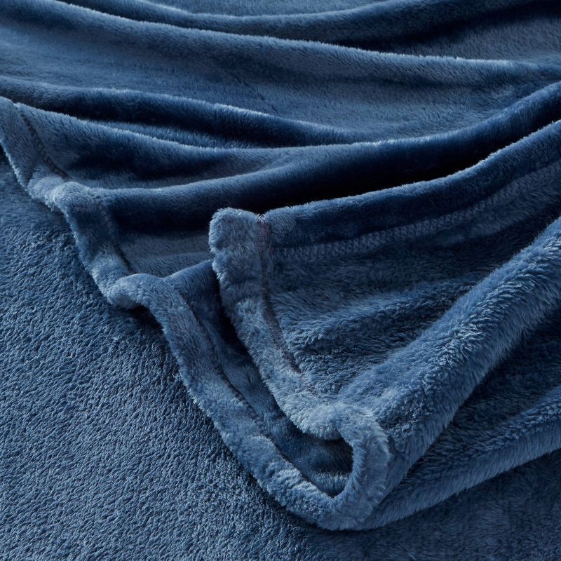 slide 3 of 3, Full/Queen Microplush Bed Blanket Metallic Blue - Threshold™, 1 ct